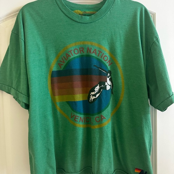 Aviator Nation Signature Boyfriend Tee Size XL Green - Picture 1 of 2